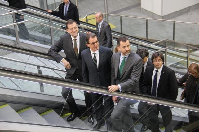 M.Rajoy, A.Mas, el Príncipe y C.Puigdemont, en la inauguración AVE