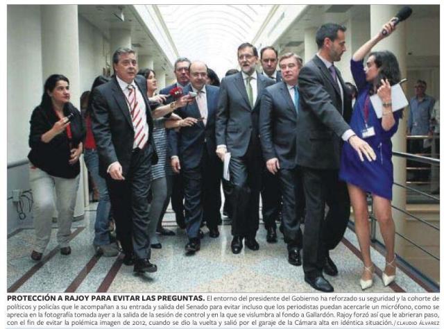 Rajoy en el Senado con periodistas
